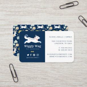 Leaping Hund Floral Botanische Flotte Pet Services Visitenkarte