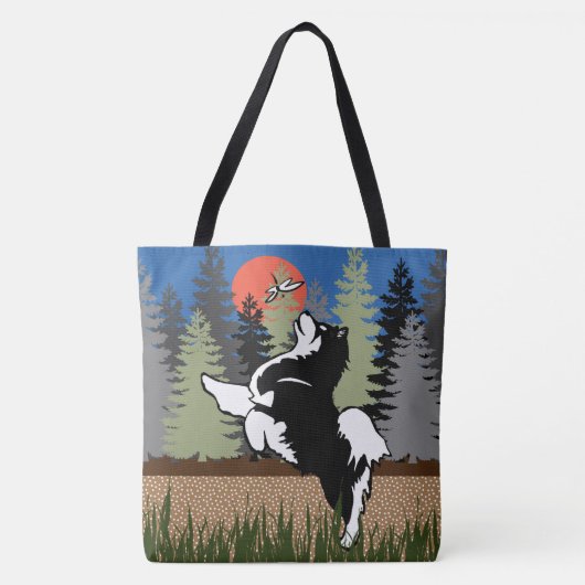 LEAPING LAPPY Finnische Lapphund-Tasche und Kaross Tasche (Vorderseite)