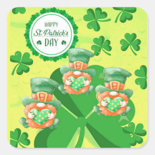 Leaping Leprachauns! St Pattys Day Quadratischer Aufkleber