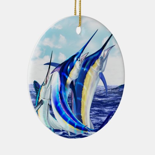 Leaping Marlin Trio Keramik Ornament (Rechts)