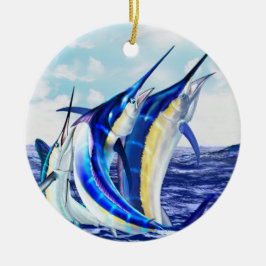 Leaping Marlin Trio Keramik Ornament