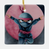 Leaping Ninja Red Moon Keramikornament (Vorderseite)
