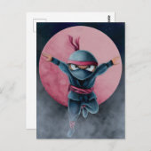 Leaping Ninja Red Moon Postkarte (Vorne/Hinten)