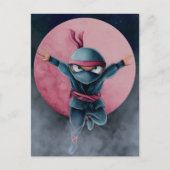 Leaping Ninja Red Moon Postkarte (Vorderseite)