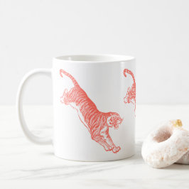 Leaping Orange Tigers Illustration Tasse