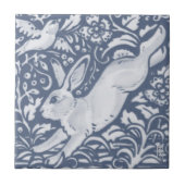 Leaping Rabbit Blue White Botanical Dedham Delft C Fliese (Vorderseite)