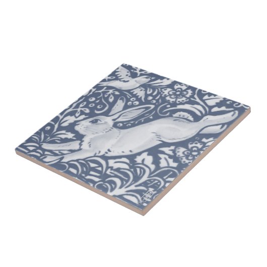 Leaping Rabbit Blue White Botanical Dedham Delft C Fliese (Seite)