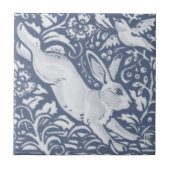 Leaping Rabbit Blue White Botanical Dedham Delft Fliese (Vorderseite)
