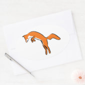 Leaping Red Fox Ovaler Aufkleber (Umschlag)