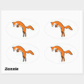 Leaping Red Fox Ovaler Aufkleber (Blatt)
