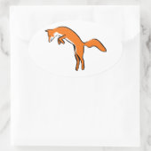 Leaping Red Fox Ovaler Aufkleber (Tasche)