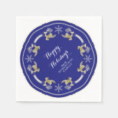 Leaping Rentier Happy Holidays Snowflake Party Serviette (Vorderseite)