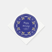 Leaping Rentier Happy Holidays Snowflake Party Serviette (Ecke)