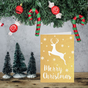 Leaping Rentier Moderne frohe Weihnachten Folienkarte