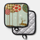 Leaping Stag Weihnachts-Küchenhalter Topflappen (Vorderseite/Rückseite)