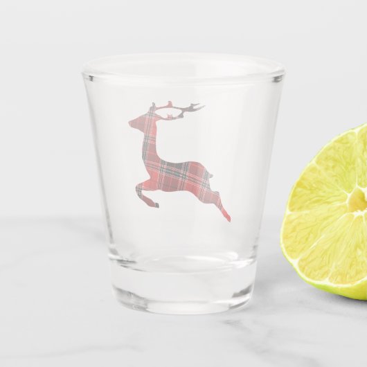 Leaping Tartan Rentier Schnapsglas (Rückseite)