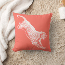 Leaping Tiger Orange Throw Kissen