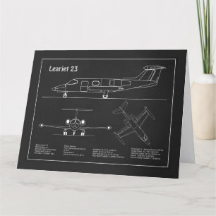 Learjet 23 - Flugzeugkonzept Zeichnend Pläne PD Dankeskarte