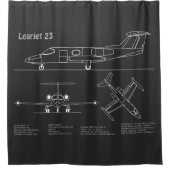 Learjet 23 - Flugzeugkonzept Zeichnend Pläne PD Duschvorhang (Vorderseite)