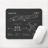 Learjet 23 - Flugzeugkonzept Zeichnend Pläne PD Mousepad (Mit Mouse)