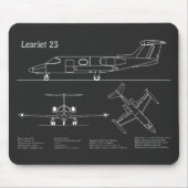 Learjet 23 - Flugzeugkonzept Zeichnend Pläne PD Mousepad (Vorne)