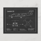Learjet 23 - Flugzeugkonzept Zeichnend Pläne PD Postkarte (Vorderseite)