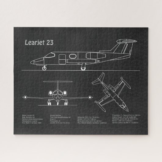Learjet 23 - Flugzeugkonzept Zeichnend Pläne PD Puzzle (Horizontal)