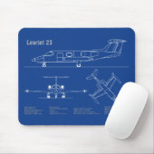 Learjet 23 - Flugzeugkonzeption Zeichnend Pläne AD Mousepad (Mit Mouse)