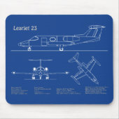 Learjet 23 - Flugzeugkonzeption Zeichnend Pläne AD Mousepad (Vorne)