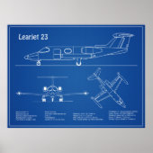 Learjet 23 - Flugzeugkonzeption Zeichnend Pläne AD Poster (Vorne)