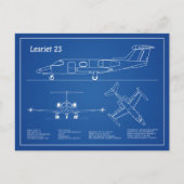 Learjet 23 - Flugzeugkonzeption Zeichnend Pläne AD Postkarte (Vorderseite)