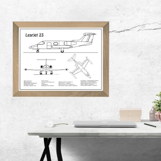 Learjet 23 - Flugzeugkonzeption Zeichnend Pläne BD Fotodruck
