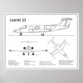 Learjet 23 - Flugzeugkonzeption Zeichnend Pläne BD Poster (Vorne)
