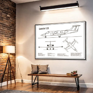 Learjet 23 - Flugzeugkonzeption Zeichnend Pläne BD Poster