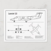 Learjet 23 - Flugzeugkonzeption Zeichnend Pläne BD Postkarte (Vorderseite)