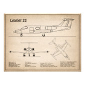 Learjet 23 - Flugzeugkonzeption Zeichnend Pläne SD Fotodruck (Vorne)