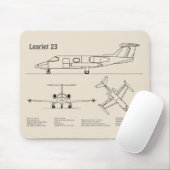 Learjet 23 - Flugzeugkonzeption Zeichnend Pläne SD Mousepad (Mit Mouse)