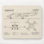 Learjet 23 - Flugzeugkonzeption Zeichnend Pläne SD Mousepad (Vorne)
