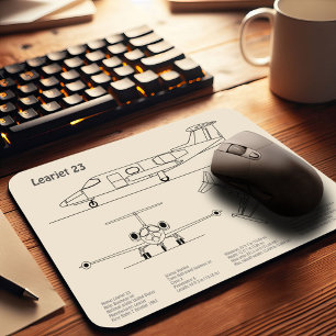 Learjet 23 - Flugzeugkonzeption Zeichnend Pläne SD Mousepad