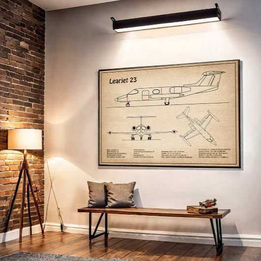 Learjet 23 - Flugzeugkonzeption Zeichnend Pläne SD Poster