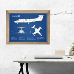 Learjet 23 - Pläne zum Zeichn von Flugzeugkonzepte Fotodruck