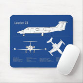 Learjet 23 - Pläne zum Zeichn von Flugzeugkonzepte Mousepad (Mit Mouse)