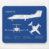 Learjet 23 - Pläne zum Zeichn von Flugzeugkonzepte Mousepad (Vorne)