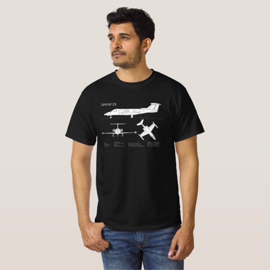 Learjet 23 - Pläne zum Zeichn von Flugzeugkonzepte T-Shirt (Vorne ganz)