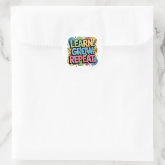 Learn Grow Repeat Graffiti Back to School Design Runder Aufkleber (Tasche)