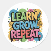 Learn Grow Repeat Graffiti Back to School Design Runder Aufkleber (Vorderseite)