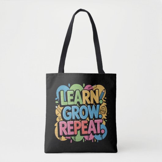 Learn Grow Repeat Graffiti Back to School Design Tasche (Vorderseite)