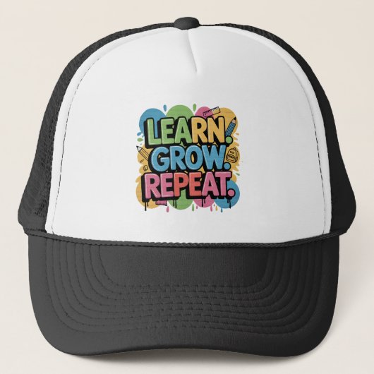 Learn Grow Repeat Graffiti Back to School Design  Truckerkappe (Vorderseite)
