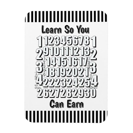 Learn So You Can Earn Numbers Refrigerator  Magnet (Vertikal)