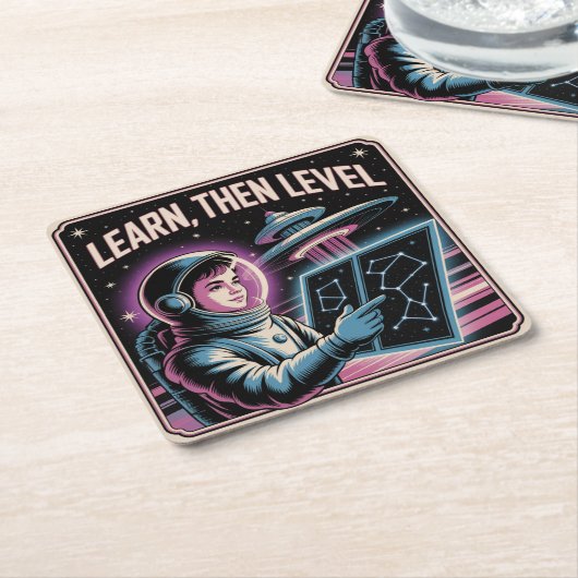 Learn, Then Level Rechteckiger Pappuntersetzer (angewinkelt)